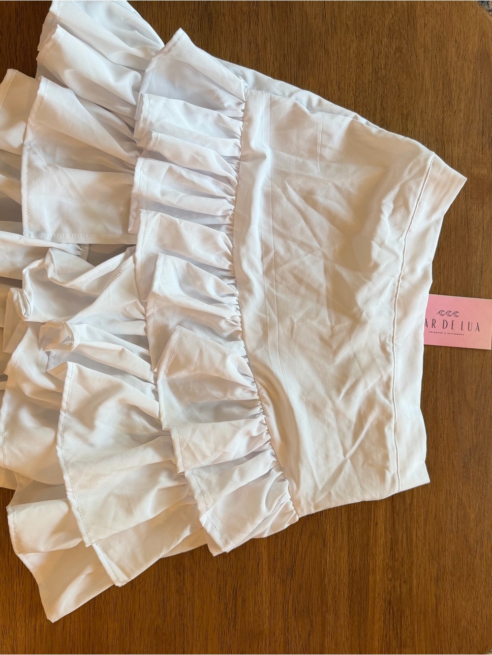 Mardelua White Ruffle Mini Skirt Size One Size NWT Colombian Boutique